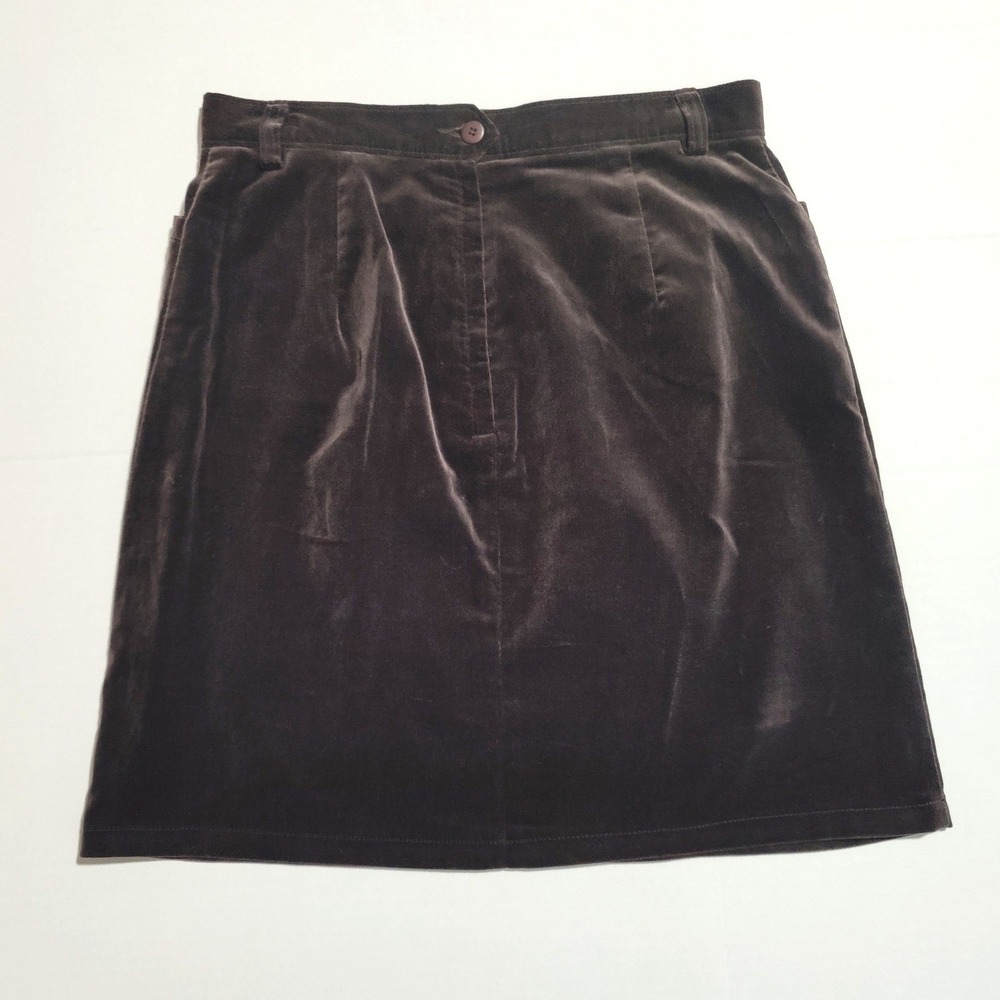 Vintage Ann Taylor Brown Velvet Mini Skirt NWT 6 Y2K Chocolate Cotton Velvet - Picture 3 of 5
